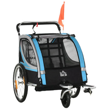 Kinderfietskar 2-in-1 met wandelwagen | Kleur: Blauw+Zwart | Afmetingen: 75x142x101 cm