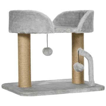 Kattenboom met jute krabpaal en platform | Kleur: Lichtgrijs | Afmetingen: 48x38x42 cm