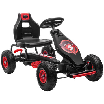 Kinder go-kart met handrem en verstelbare stoel | Kleur: Rood/zwart | Afmetingen: 121x58x61 cm
