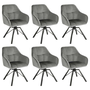 6-delige set draaibare eetkamerstoelen met armleuningen | Donkergrijs | 58,5x54,5x82,5 cm