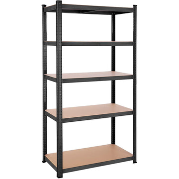 Stellingkast voor werkplaats - verstelbaar - zwart/blauw - metaal/MDF - 200 x 100 x 50 cm