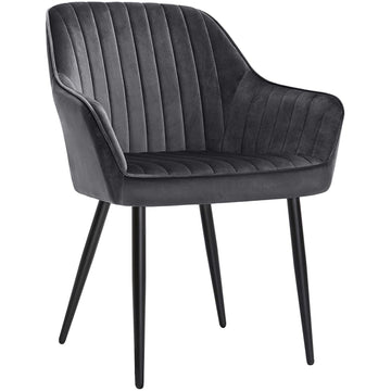 Eetkamerstoelen set van 2 - velvet - armleuningen - grijs - 62,5 x 60 x 85 cm