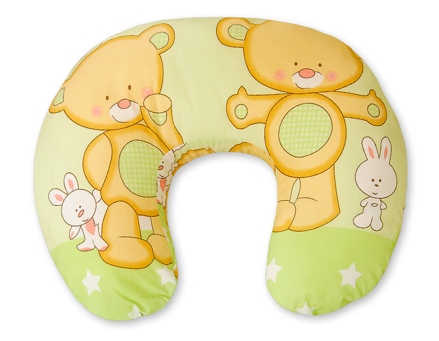 Voedingskussen, zwangerschapskussen, ergonomisch & comfortabel – Teddybeer Groen