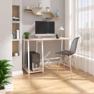 Computertafel met 2 opbergplanken | Vintage + zwart | 50x120x73 cm