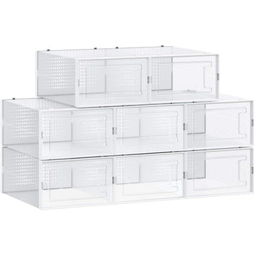 Schoenenboxen set van 8, stapelbaar, transparant, t/m maat 42