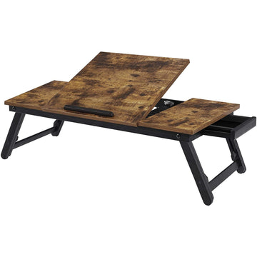 Laptoptafel - laptopstandaard - inklapbaar - verstelbaar - tot 14,3 inch - bruin/zwart