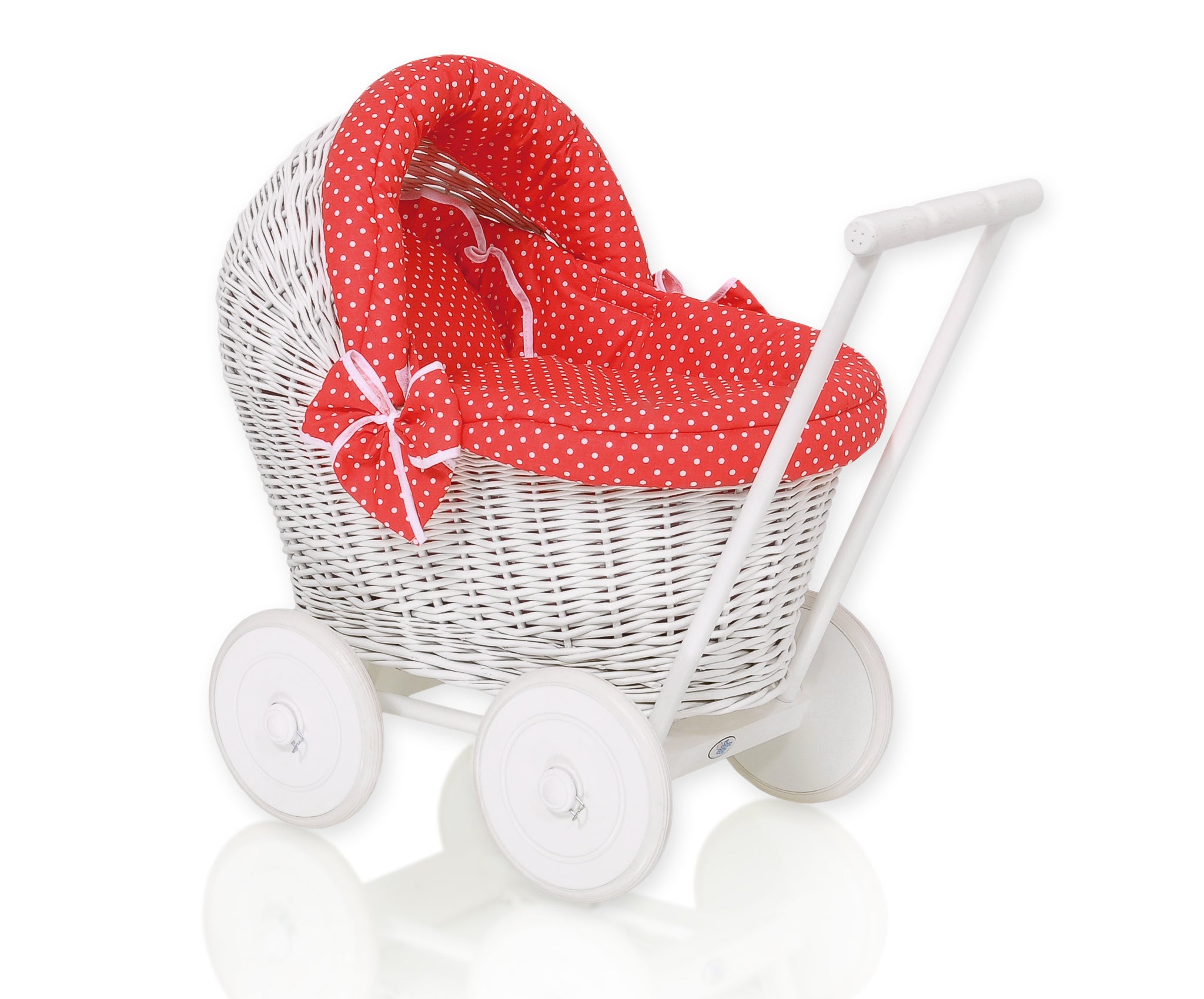 Dockvagn av rotting - leksaksvagn - stabilt chassi i bokträ