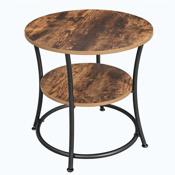 Ronde bijzettafel 55 cm - vintage houten salontafel