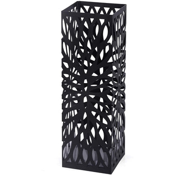 Metalen paraplubak met lekbak, vierkant, 49 x 15,5 x 15,5 cm