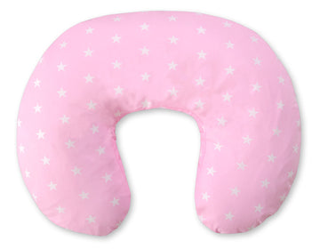 Voedingskussen, nursing croissant, ergonomisch en comfortabel – roze sterren, katoen, wasbare hoes