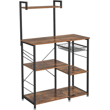 Keukenrek met draadmand – 6 S-haken, planken en magnetronrek