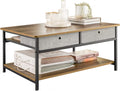 Industriële Vintage Stijl Salontafel - Woonkamertafel - 2 Stoffen Laden - B100 x D60 x H46cm