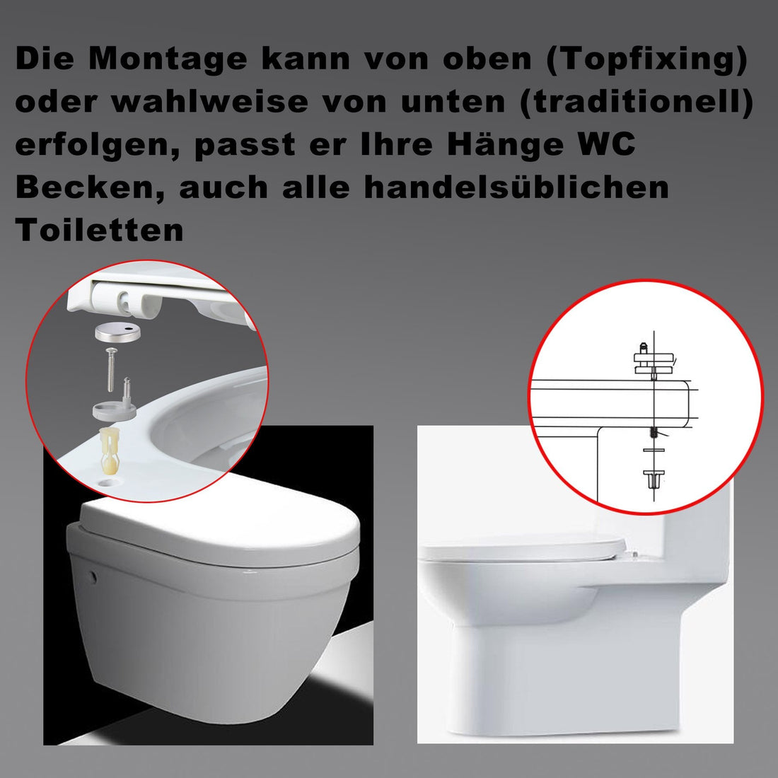 D-förmiger Toilettensitz mit Soft-Close und Schnellverschluss | Weiß | 36,1x46,5x4 cm