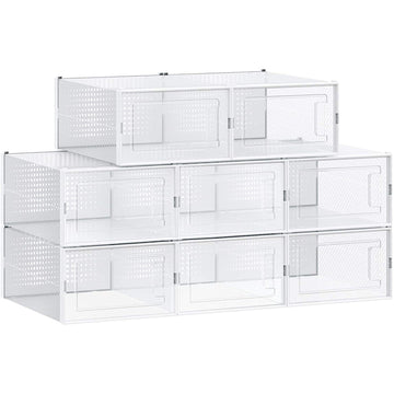 Schoenenboxen - stapelbaar - set van 8 - transparant - 31 x 24,5 x 17,5 cm