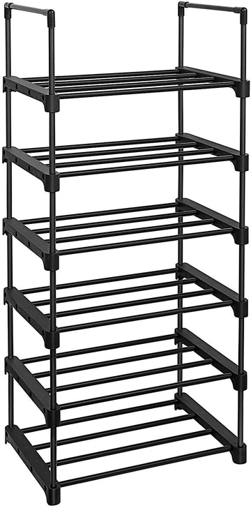 Schoenenrek - 6 niveaus - multifunctioneel - zwart metaal - 45 x 30 x 106 cm
