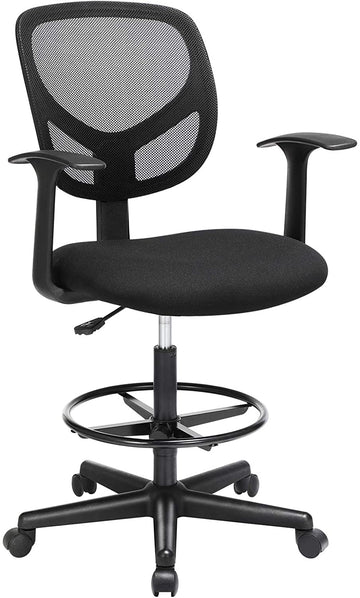 Ergonomische bureaustoel, draaibaar, verstelbaar, voetensteun, zwart, 64 x 64 x 97-117 cm