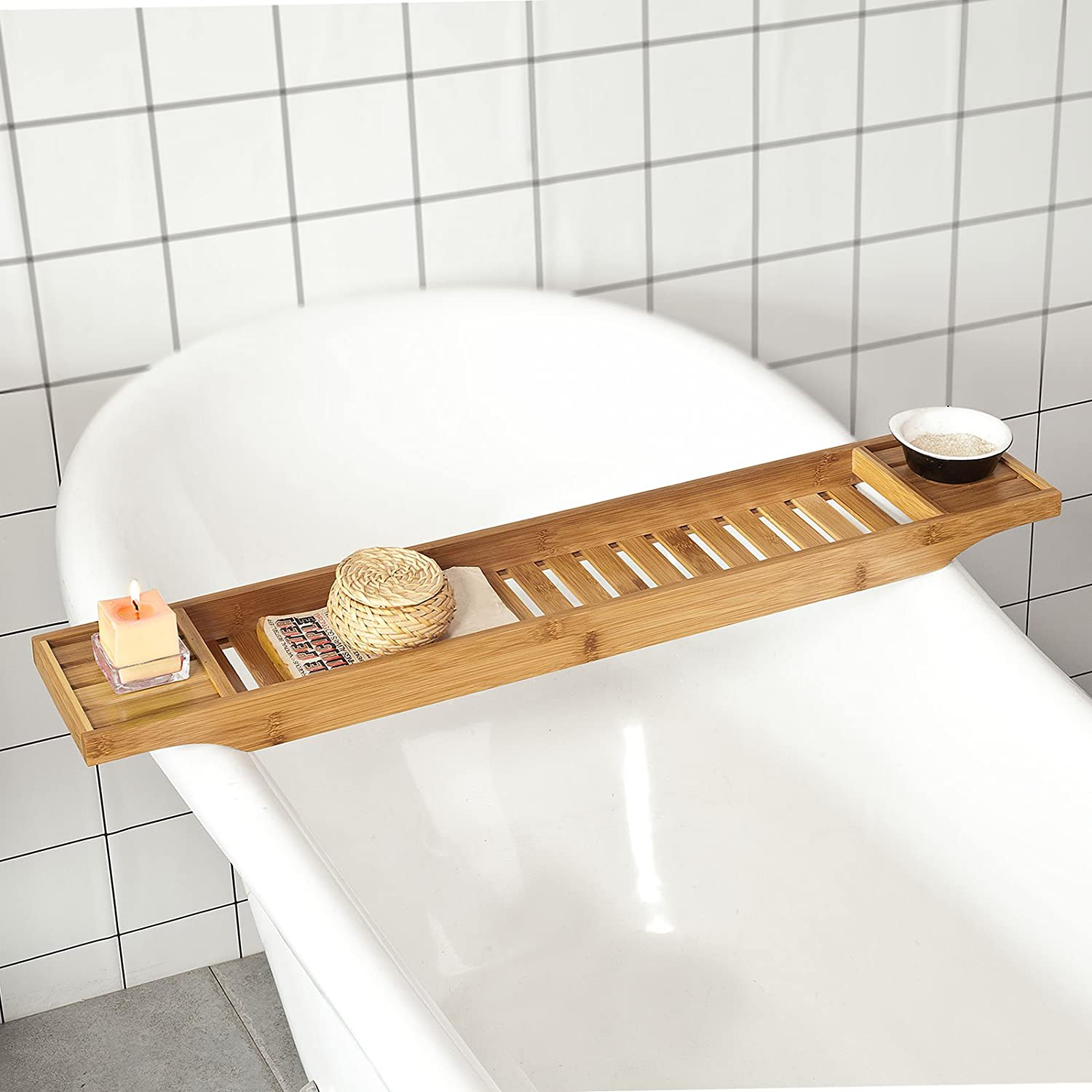 Bamboe Badkuiprek - Caddy Tray Badkamerplank - Lengte 80cm