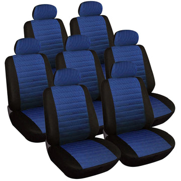 7-delige set autostoelhoezen voor van | Zwart-blauw