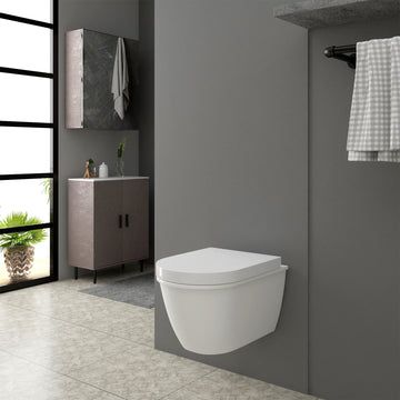 D-vormige wc-bril met softclose en snelontgrendeling | Wit | 36,1x46,5x4 cm
