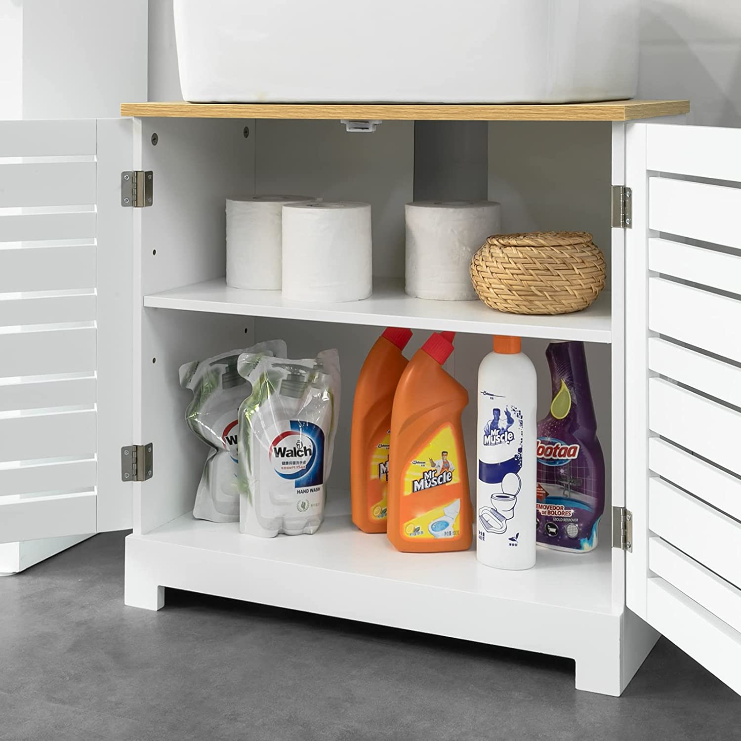 Ondergootsteenkast Badkamer - Wastafelmeubel Badkamer - Opbergkast met 2 deuren