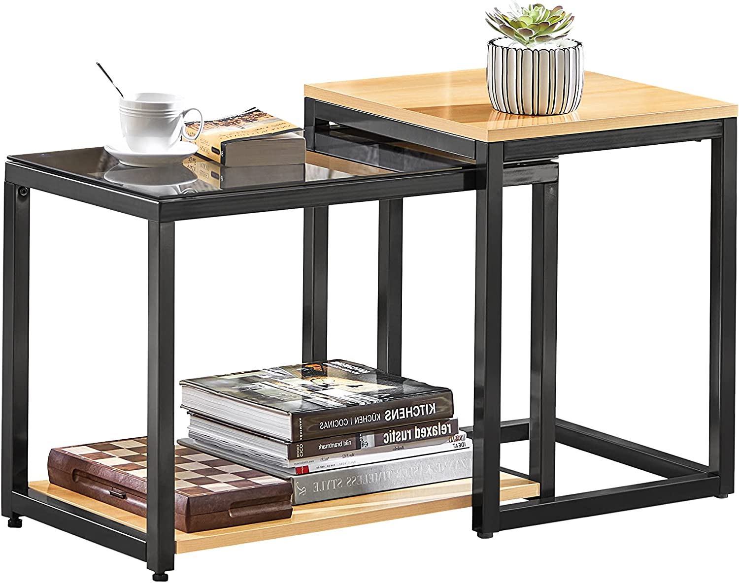 Set van 2 tafels - salontafels - bijzettafel - woonkamertafel