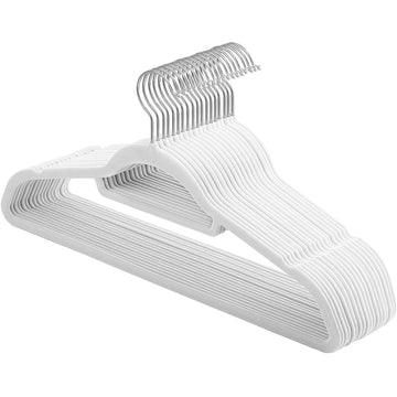 Kledinghangers - 20 stuks - fluweel - ABS - antislip - wit - 45 x 0,6 x 23,5 cm