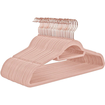Fluwelen kledinghangers - set van 30 - antislip - draaibare haak - roze
