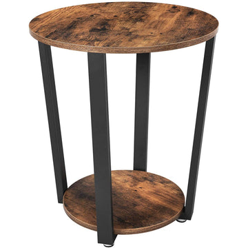 Ronde bijzettafel - industrieel - bruin/zwart - hout/metaal - 50 x 50 x 57 cm