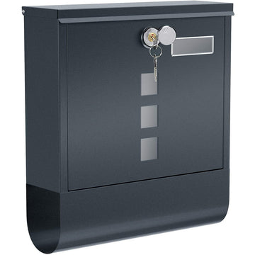 Brievenbus wandmodel met slot en krantenklep, antraciet