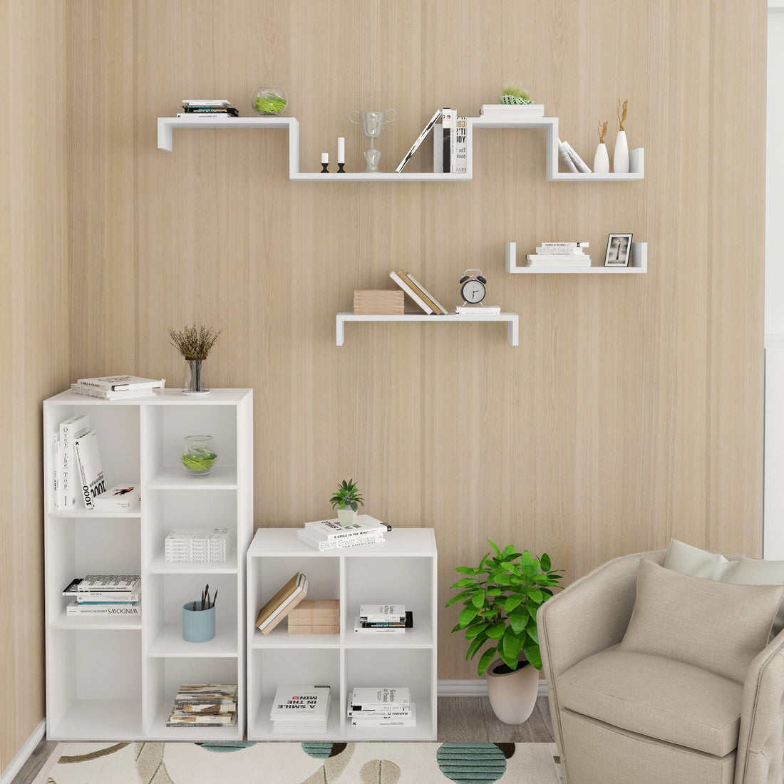 U-förmiges Wandregal-Set 3-tlg. | 30/45/60x10,5x15 cm