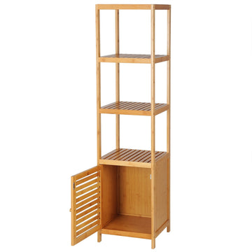 Bamboe opbergrek met 5 opbergvakken en kast | 33x36x140,1 cm