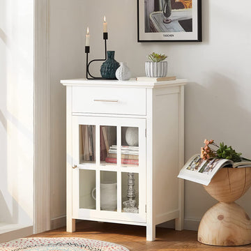 Dressoir met 1 lade en 1 glazen deur - Opbergkast - B60 × D40 × H86cm