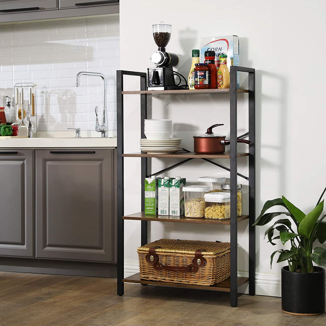 Industriële wandkast - vintage boekenkast - staand rek - woonkamer - 66 x 30 x 120 cm