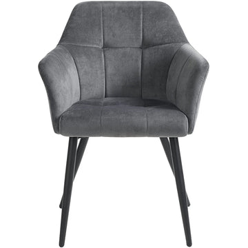 Eetkamerstoel - gestoffeerd - metaal - velvet - grijs - zwart - 61 x 60 x 86,5 cm