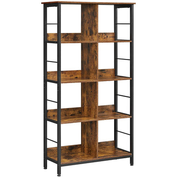 Boekenkast met 8 vakken, bruin-zwart, 80 x 33 x 149 cm