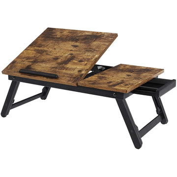 Laptopstandaard voor bed en bank, verstelbaar, 15,6 inch, bruin/zwart