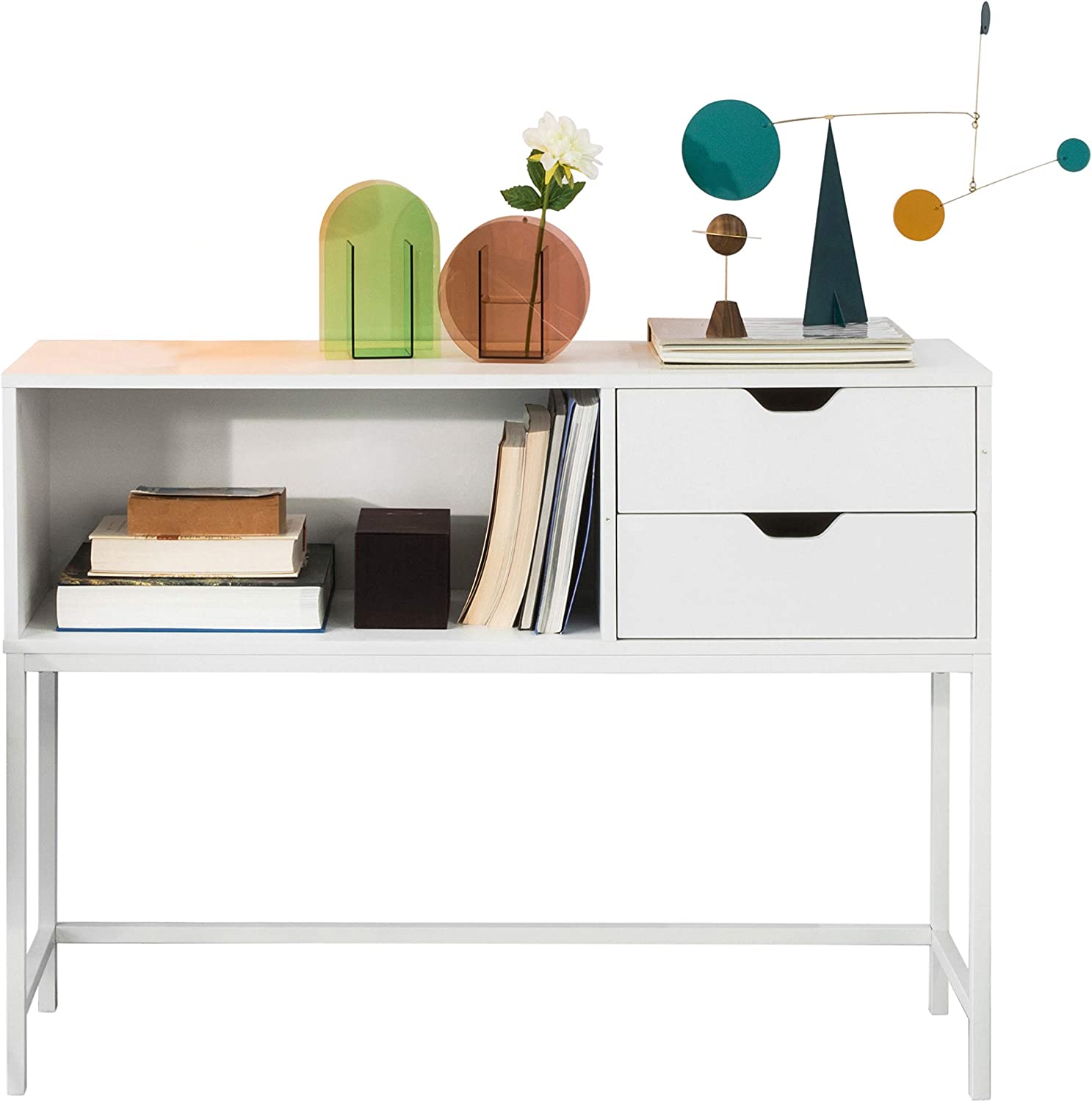 consoletafel met 2 laden - haltafel - bijzettafel - bijzettafel - woonkamertafel - 110x30x80cm