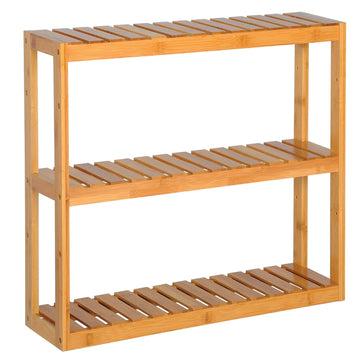 Bamboe wandrek en staand rek voor badkamer en keuken | Naturel | 62x15x54,2 cm