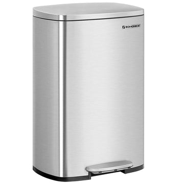 Pedaalemmer 50 l staal, binnenemmer, luchtdicht, waterdicht, zilver 42,4 x 32 x 65 cm