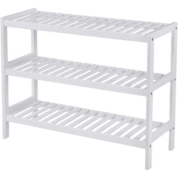 Bamboe schoenenrek 3 lagen - badkamerrek - opbergrek - 12 paar - 70 x 26 x 55 cm