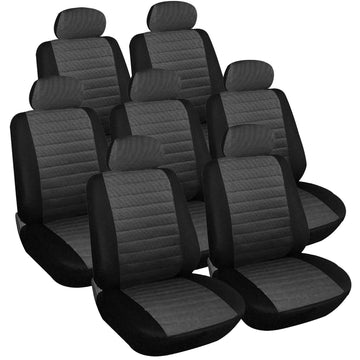 7-delige set autostoelhoezen voor bestelwagen | Grijs-Zwart