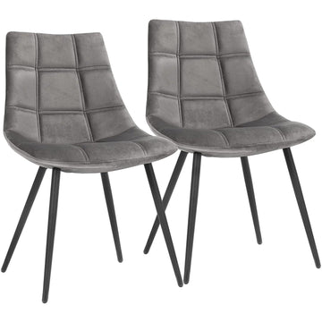 Eetkamerstoelen - set van 2 - fluweel - metaal - grijs - 48,5 x 54 x 79 cm