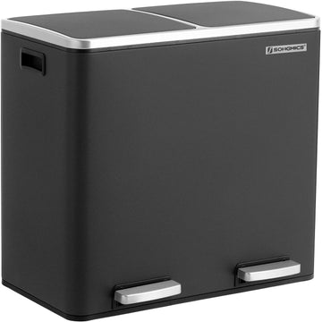 48L afvalemmer - pedaalemmer - 2 compartimenten - soft close - zwart