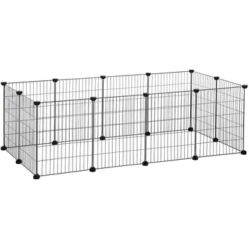 Verstelbaar dierenverblijf - konijnenhok - caviaverblijf - 143 x 73 x 46 cm - zwart
