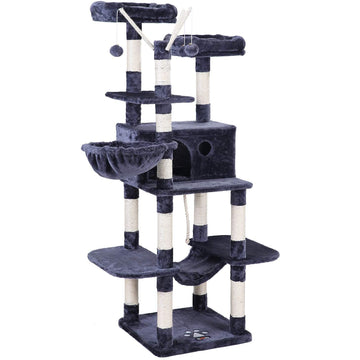 XXL krabpaal voor katten - Kattenboom - Rookgrijs - 50 x 50 x 164 cm
