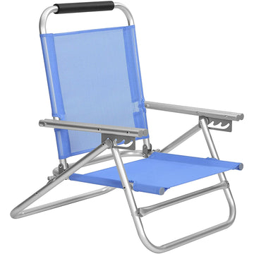Strandstoel - Opvouwbaar - Verstelbaar - Armleuningen - Blauw - Aluminium - 57 x 59 x 71 cm