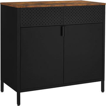 Dressoir met magneetsluiting, verstelbare planken, bruin/zwart, 80 x 40 x 76 cm