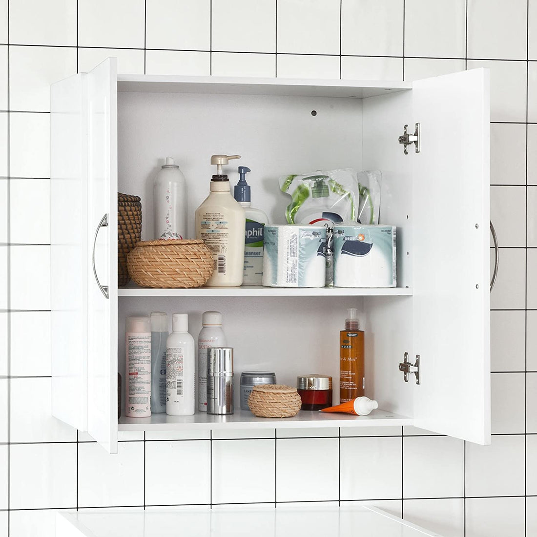 Witte Keuken Badkamer Wandkast Wandopbergkast met dubbele deuren