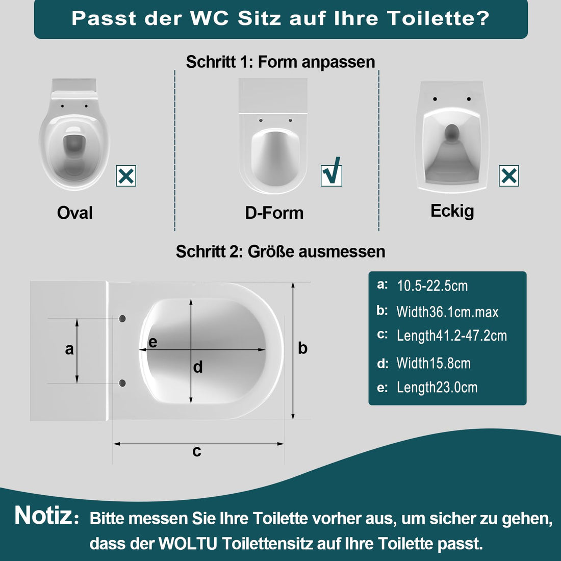 Toilettensitz mit Kindersitz und Absenkautomatik für D-Form | Weiß