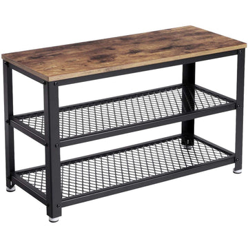Schoenenrek - 3 lagen - industrieel - rustiek bruin - 73 x 30 x 45 cm